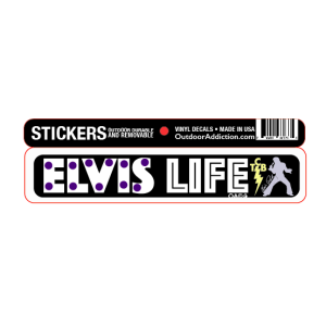 Elvis Life 1 x 5 inches mini bumper sticker Make a statement with these great designs sized perfectly for items like computers, cell phones or bigger items like your car! Dimensions: 1" x 5 inch -Printed vinyl -Outdoor durable and ultra removable -Waterproof